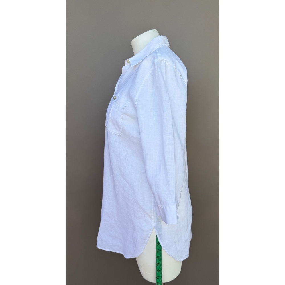 Chicos No Iron 100% Linen Shirt 1 M White 3/4 Sleeve Button Down Tunic Blouse - Picture 6 of 14